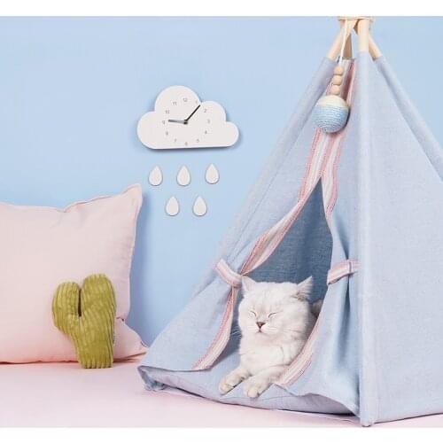 Portable Dog Tents Teepee Dog Cat Bed with Cushion Pet Houses Luxury Cozy Cave Sleep Bed Indoor and Outdoor