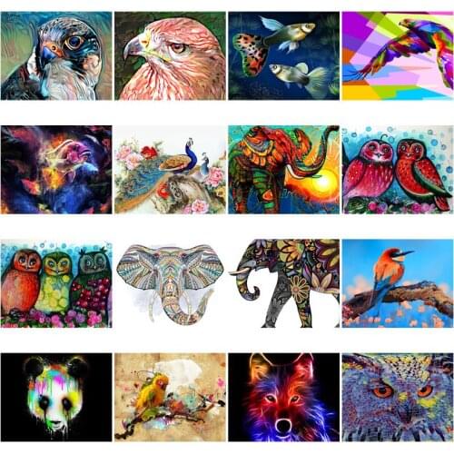 Full 5D Diamond Paintings Colorful Animal Embroidery Mosaic Pictures Wall Art Rhinestones Posters Prints Home Bedroom Decoration