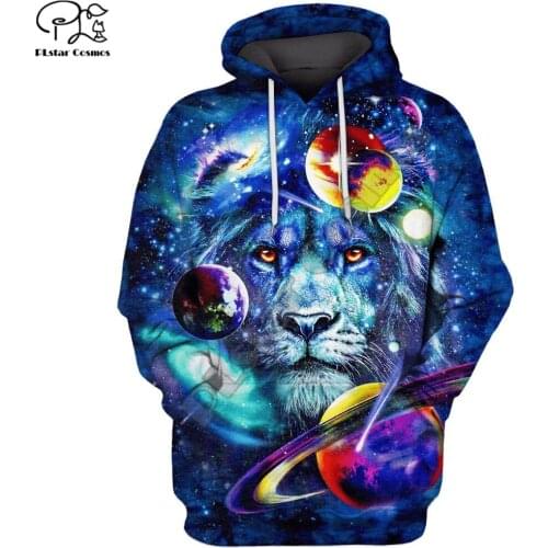 PLstar Cosmos Lion and Universe 3D Print Hoodies Casual Men/Women Zipper Hooded Funny Animal Unisex Brand Streetwear Apparel J2