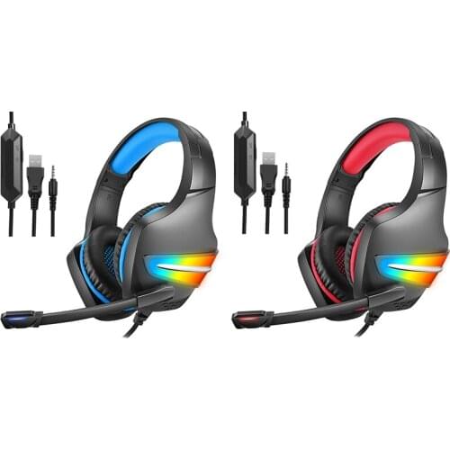 RGB Wired Gaming Headset With 50Mm Driver Surround Sound And Microphone Gaming Headset For PS4 PS5 Computers