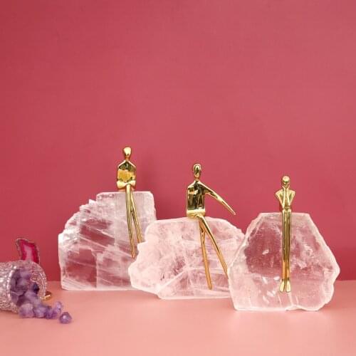 Nordic Luxury Copper Marblebrass Figure Succulent Crafts Ornaments Living Room Entrance Wine Cabinet Home Decoration Accessories