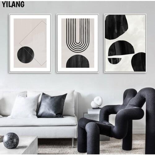 Modern Abstract Geometric Wall Art Canvas Painting Black White Poster Print Pictures Scandinavian Style Living Room Home Decor