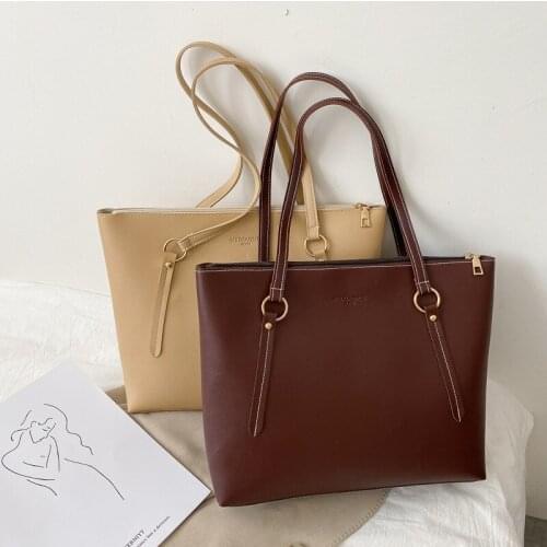 Female bag large capacity tote bag 2021 spring new wave European and American fashion one shoulder big bag simple retro handbag