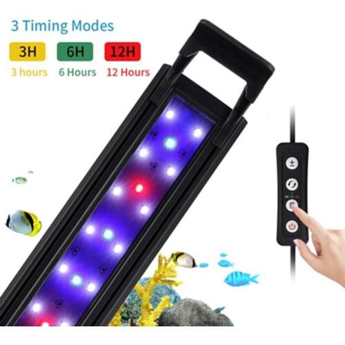 Aquarium LED Light Super Slim Fish Tank Aquatic Plant Grow Lighting Waterproof Bright Clip Lamp Blue LED 40-56cm for Plants