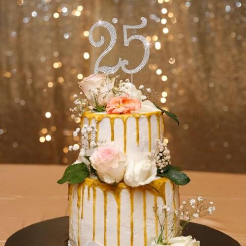 Birthday Cake Topper Anniversary Crystal Cupcake Topper Party Supplies Cake Decoration for Age 15 16 18 25 50 60 70