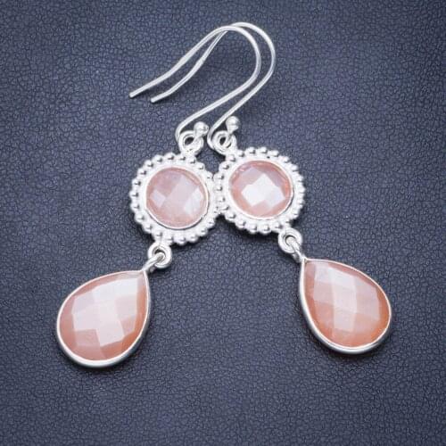 Natural Cat Eye Handmade Unique 925 Sterling Silver Earrings 2" A0693