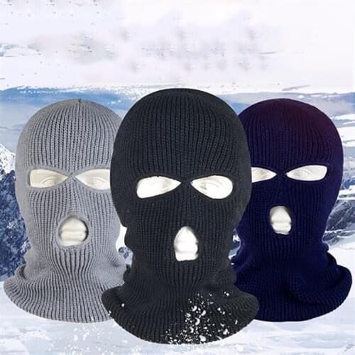 Funny 3 Holes Knitted Beanies Full Face Ski Mask for Adult Autumn Winter Outdoor Cycling Hat Face Cover Gorros 10 Colors