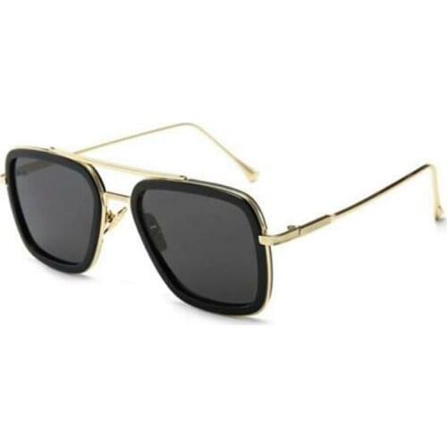 High Quality Copper Anti Blue Oversized Big Square Tony Stark Spider Iron Man Sunglasses