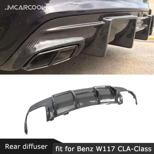 For CLA Class Carbon Fiber Rear Lip Diffuser Spoiler For Benz W117 CLA250 CLA260 CLA45 2013-2019 Back Bumper Exhaust tips
