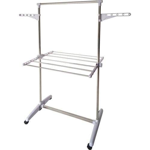 1Tier racks floor drying racks indoor&outdoor stainless Folding Rails Adjustable Telescopic Rolling Clothing Garment Rack