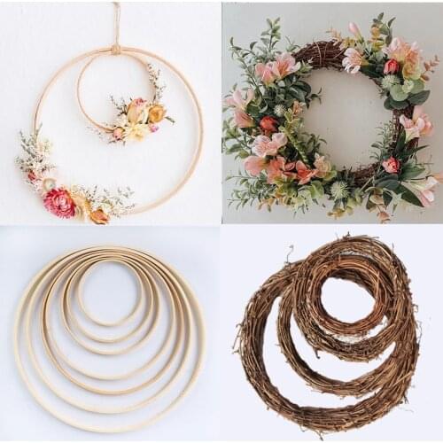 10-40cm Wedding Decoration Rattan Wreath Metal Hoop Wreath Decor Floral Hoop Easter Decor for Home Hanging Artificial Flower