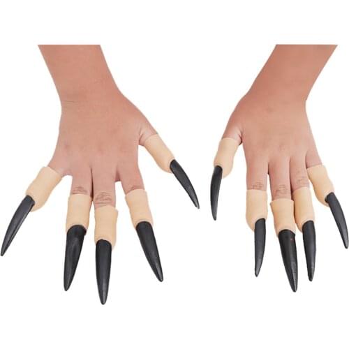 10pcs Claw Zombies Witch Fake Finger Nail Set Halloween Masquerade Long Finger Nails Cosplay Party Accessories Gadgets Игрушки