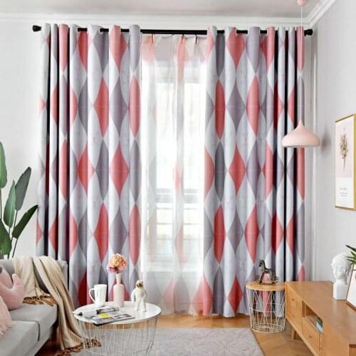 2020 Geometric Curtains for Livingroom Dining Room Blackout Drapes Red Yellow Blue Cortinas Para Sala De Estar Rideaux Tende