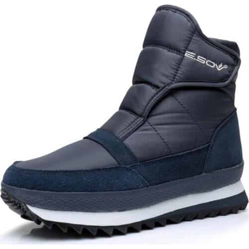 2020 Winter Women Ankle Boots Fashion Hook&loop Warm Plush Winter Shoes Waterproof Snow Boots Non-slip Women Boots Black