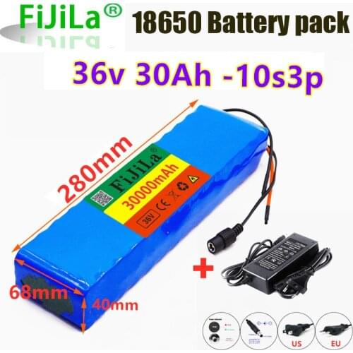 Ebike 36V 30Ah Battery ebike battery pack 18650 Li-Ion Battery 500W High Power and Capacity 42V Motorcycle Scooter with charger
