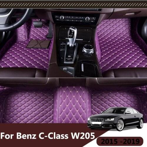 Car Floor Mats For Mercedes Benz C-Class C class W205 2019 2018 2017 2016 2015 Leather Rugs Carpets Accessories