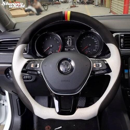 Shining wheat Hand-stitched Steering Wheel Cover for Volkswagen VW Golf 7 Mk7 New Polo Jetta Passat B8