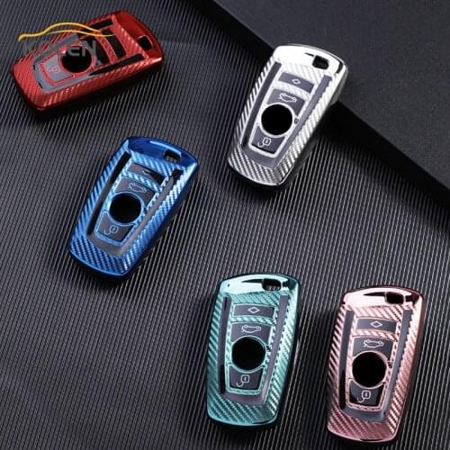 Carbon Fiber TPU Car Smart Key Case Cover For BMW 3 4 5 Series F20 F21 F30 F31 F25 F01 F02 X3 X4 X5 E34 E60 E36 E90 Holder Shell