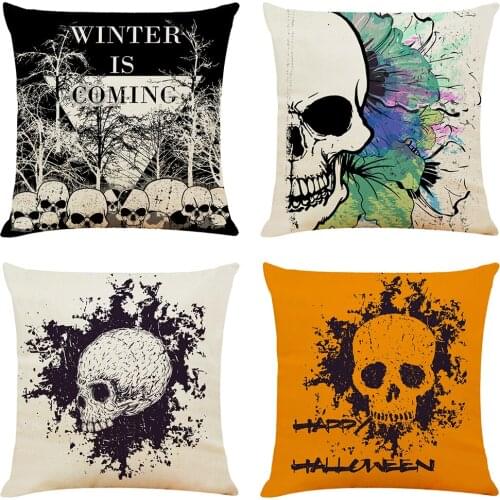 Halloween Skull Cushion Cover Hoga Decorative Pillow funda cojines 45x45 housse de coussin Nordic Throw Pillow Cover Sofa Car