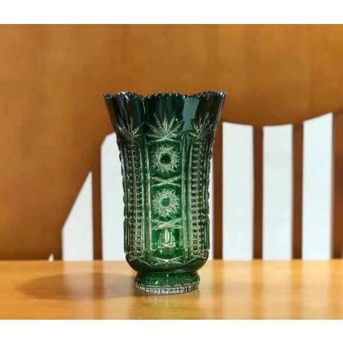 Coloured Crystal carving transparent vase household decoration gift