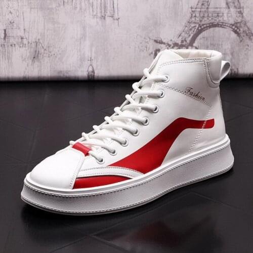 Designer British Mens White Casual Comfort Shoes High Top Round Toe Street Skateboard Trending Leisure Hip Hop Zapatos ERRFC