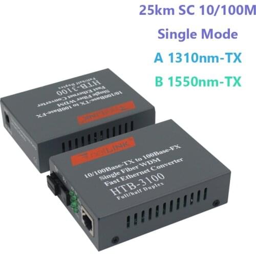 HTB-3100 netLINK Singlemode Fiber Converter 25km SC 10/100M Media Converter Optical Fiber Transceiver