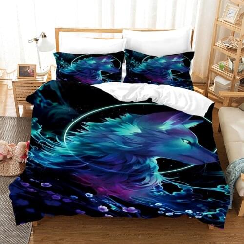 Fashion Wolf Bedding Set Aniaml Printing Duvet Cover Set Queen Comforter Bed Cover Set 2/3pcs Luxury Bedclothes Decoe Home 002