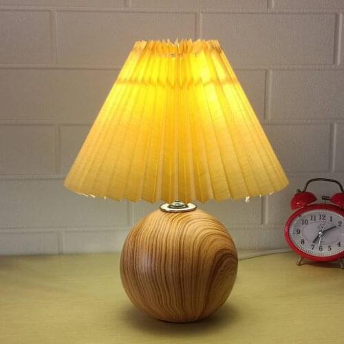 Korean Vintage Ceramic Pleated Table Lamps Rattan Wood Desk Lamp Bedroom Bedside Light Modern Ins DIY Stand Lights Home Decor