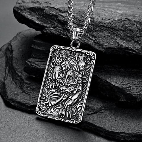 Hot Sale Korean Fashion Ethnic Lucky Amulets And Talismans Fire Brave Animal Lion Domineering Boy Mens Pendant Stainless Steel