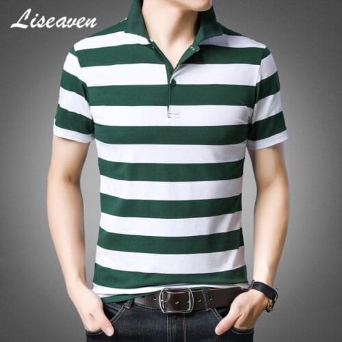 Liseaven Mens Striped T-Shirt 2019 Summer Tees Men Short T Shirt Man Brand Clothing