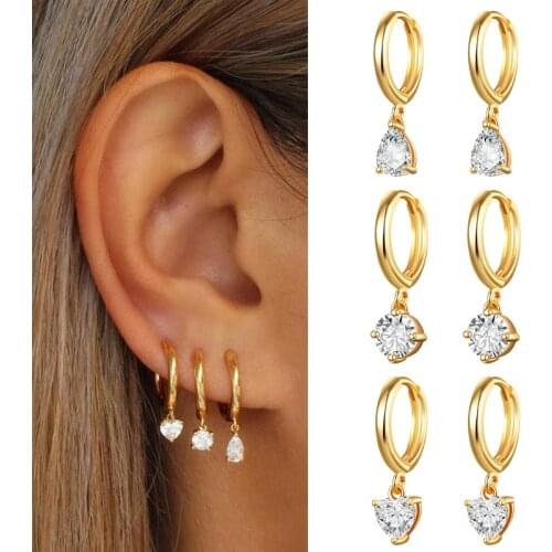 Fashion Crystal Gold Silver Plated Drop Earrings For Women Punk Cubic Zirconia Wedding Female Jewelry Girl Friendship Gifts