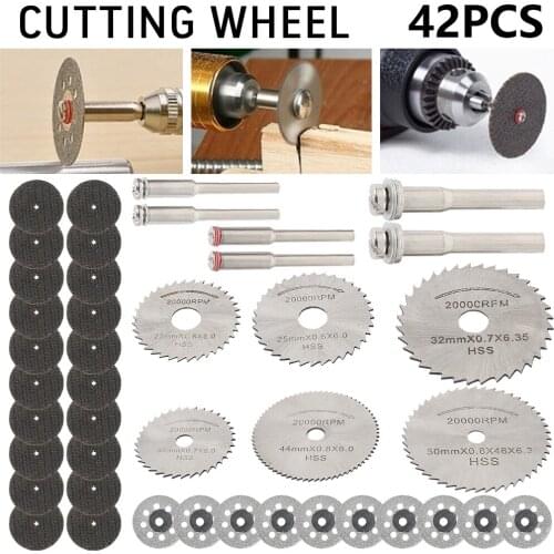 42 Pcs Diamond Saw Blade Set HSS Mini Circular Saw Blades Wood Cutting Disc for Dremel Rotary Tools Resin Cut-Off Wheels