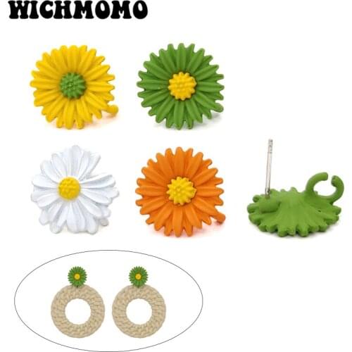 2020 New 15mm 6pcs/bag High Quality Zinc Alloy Paint Flower Earring Base Connectors Linkers for DIY Earring Jewelry Accessories