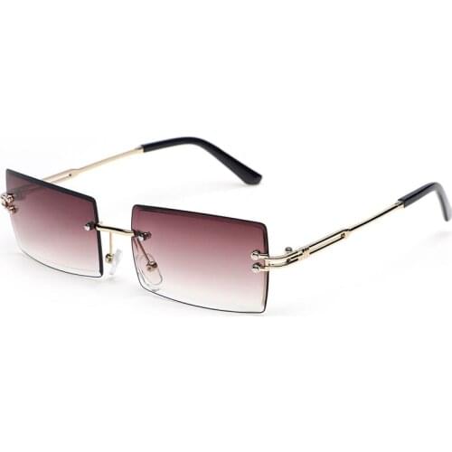 New Sunglasses Rimless Frameless Rectangle Shades Gradient Traveling Sunglasses European and American Fashion Sunglasses