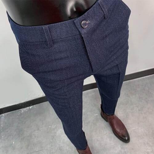 2021Spring Autumn New Mens Suit Pants Fashion Business Casual Slim Formal Pants male Solid Color Stretch wedding party Pantalon