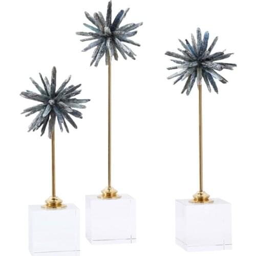 New home accessories living room porch cabinet plant natural purple crystal metal ornaments snowflake model room furnishings