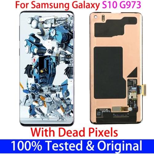 Original With Dead Pixels S10 LCD Display For Samsung Galaxy S10 G973 G9730 G973F LCD Display+Touch Screen Digitizer Assembly