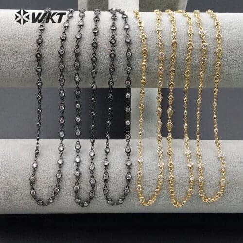 WT-N952 Wholesale Custom Cubic Zircon Beads Necklace 3 Difference Size 5pcs/lot Fashion Jewelry Making