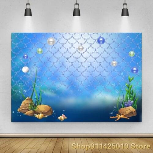 Undersea Blue Mermaid Abstract Background Womens Birthday Party Decoration Photography Studio Photo Childrens Room Backdrop