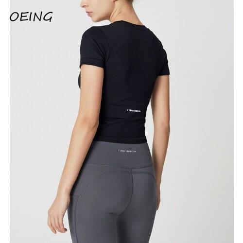 Casual Fitness High Elastic Yoga Shirts Women Wworkout Running Tops Push Up Short Sleeve Clothes