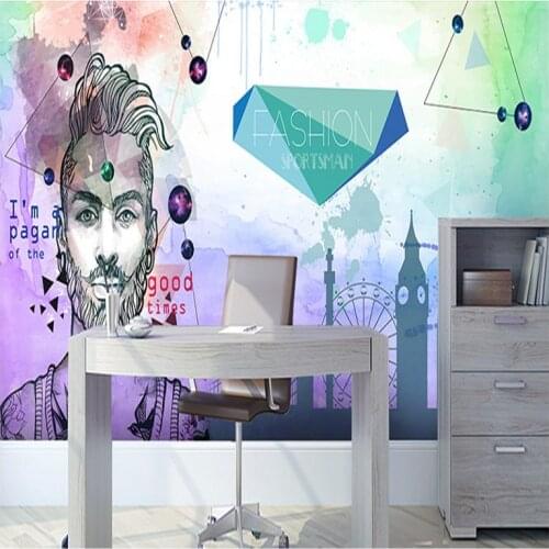 Drop Shipping photo Wallpaper 3D Fashion Beauty Salon Barber Shop Mural European Clothing Shop Graffiti Poster Bedroom Wallpaper