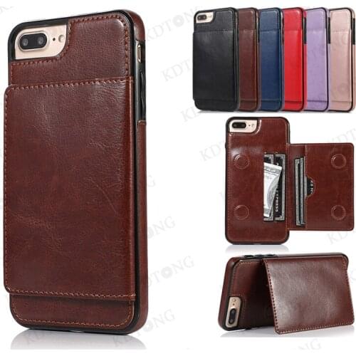 Luxury Case For iPhone 7 Plus Full Protection Leather Flip Wallet Phone Case For iPhone 7 Invisible Bracket Shockproof Slot