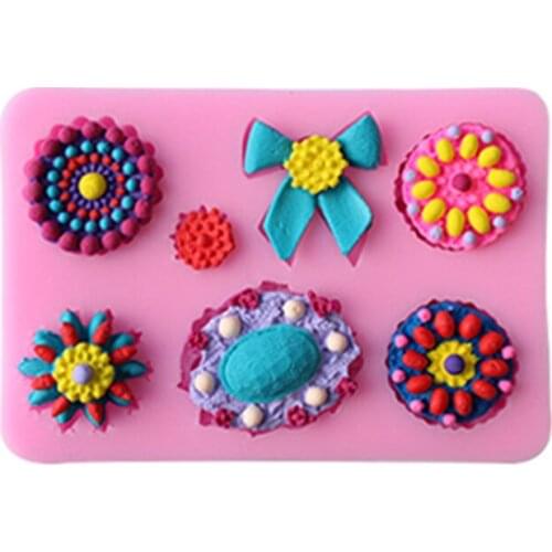 Flowers And Bows Shape Silicone Mold Cake Decoration Fondant Cake 3D Food Grade Soap Chocolate Moulds D419