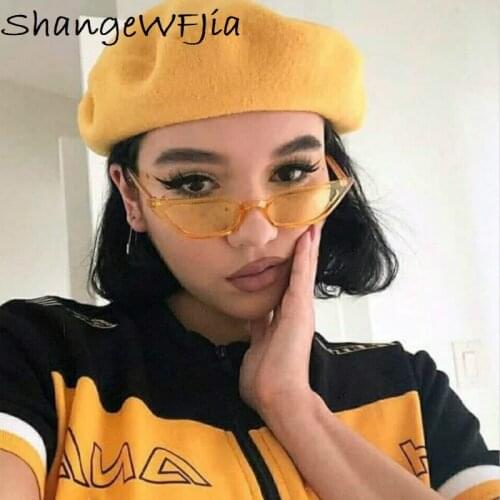 New Cat Eye Sunglasses Women Small Vintage Brand Designer Sun Glasses Retro Yellow ladies Sunglass Eyewear Female Shades