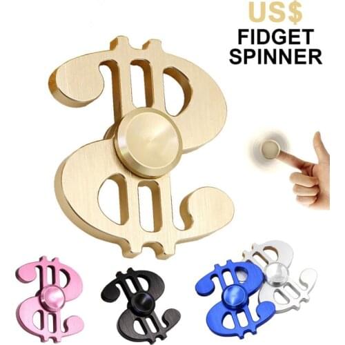 Fidget Hand Spinner Aluminum Alloy Dollar Sign Fingertip Gyro Finger Spinner Toy Focus Tri Desk Toys Spinner Reduce Stress