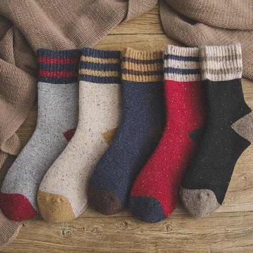 Warm Socks for Woman Japanese Fashion for Girls Striped Design Winter Wool Sox