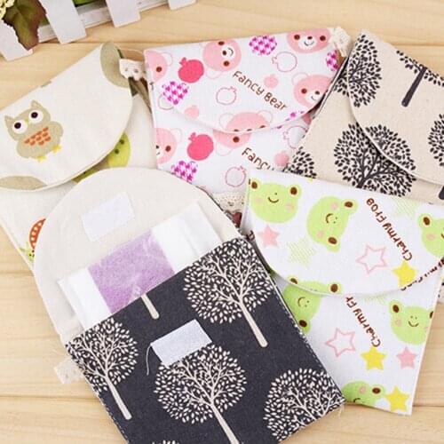 New Women Lady Sanitary Pad Towel Bag Cotton Full Dots Sanitary Napkin Bags Travel Outdoor Holder Bags Purses