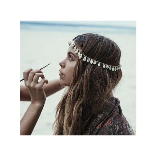 New arrival womens Bohemia shell tassel chain hairbands party girls summer beach headband hair accessories