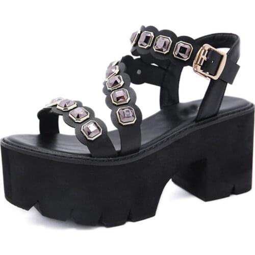 Wholesale sandals Platform Punk shoes Rock Gothic Sandals jelly shoes Peep Toe leather strap sandals platform punk shoes LJB104
