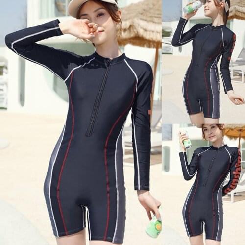 One Piece Swimsuit Women Swimwear Monokini Long Sleeve Printed Female Bathing Suit Surfing Bodysuit Swim Wear Beach